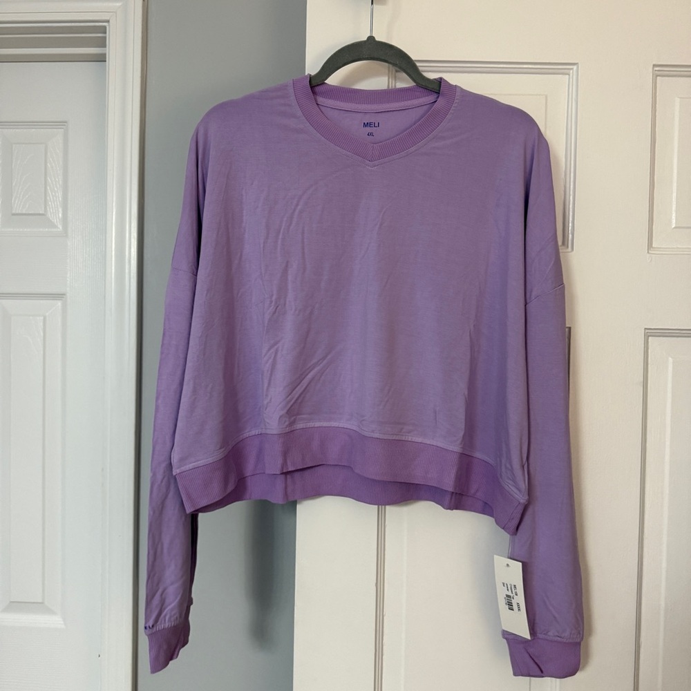 Women's Purple Long Sleeve Bomber Crop Top